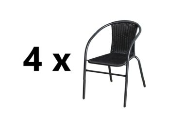 4 x BISTRO záhradná stolička, čierny ratan