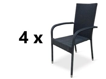 4 x ESSEN záhradné ratanové kreslo, antracit