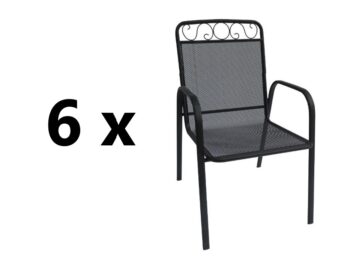 6 x BABU záhradná kovová stolička, čierna
