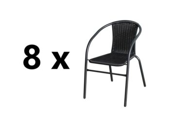 8 x BISTRO záhradná stolička, čierny ratan