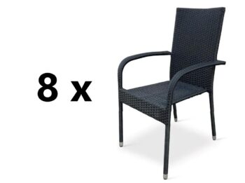8 x ESSEN II záhradné ratanové kreslo, čierna