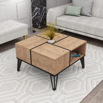 ANGIE štýlový konferenčný stolík, borovica Atlantic / čierna