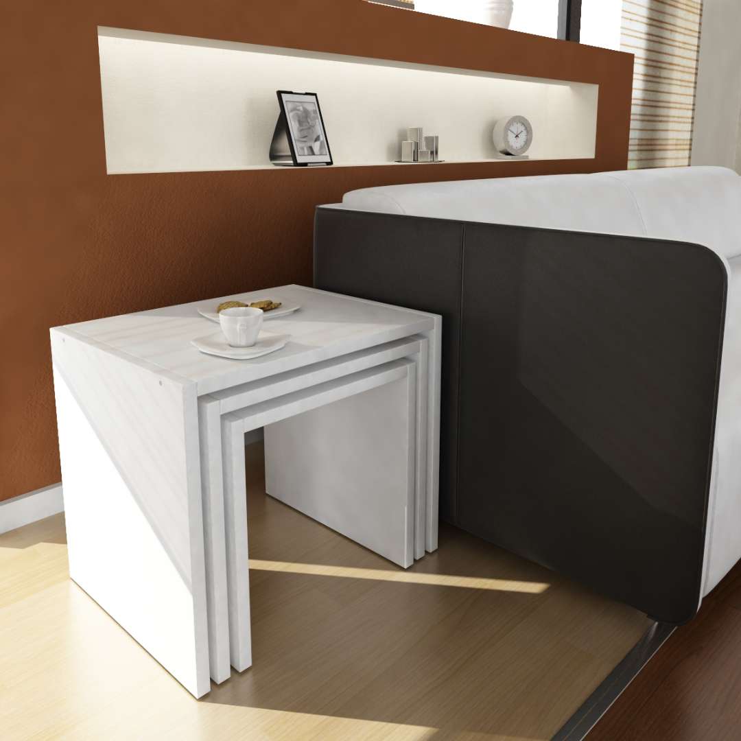 ARIEL škandinávsky príručný stolík, biela ARIEL škandinávsky príručný stolík, biela