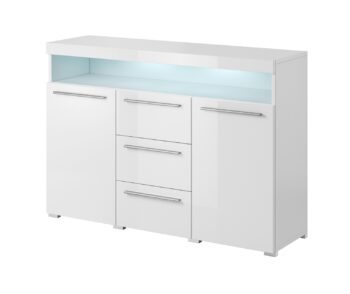 ASIA 26 kombinovaná komoda, biely lesk