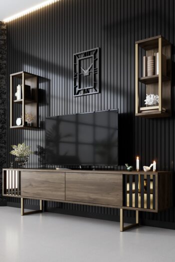 AURUM luxusná obývacia stena, orech / čierna