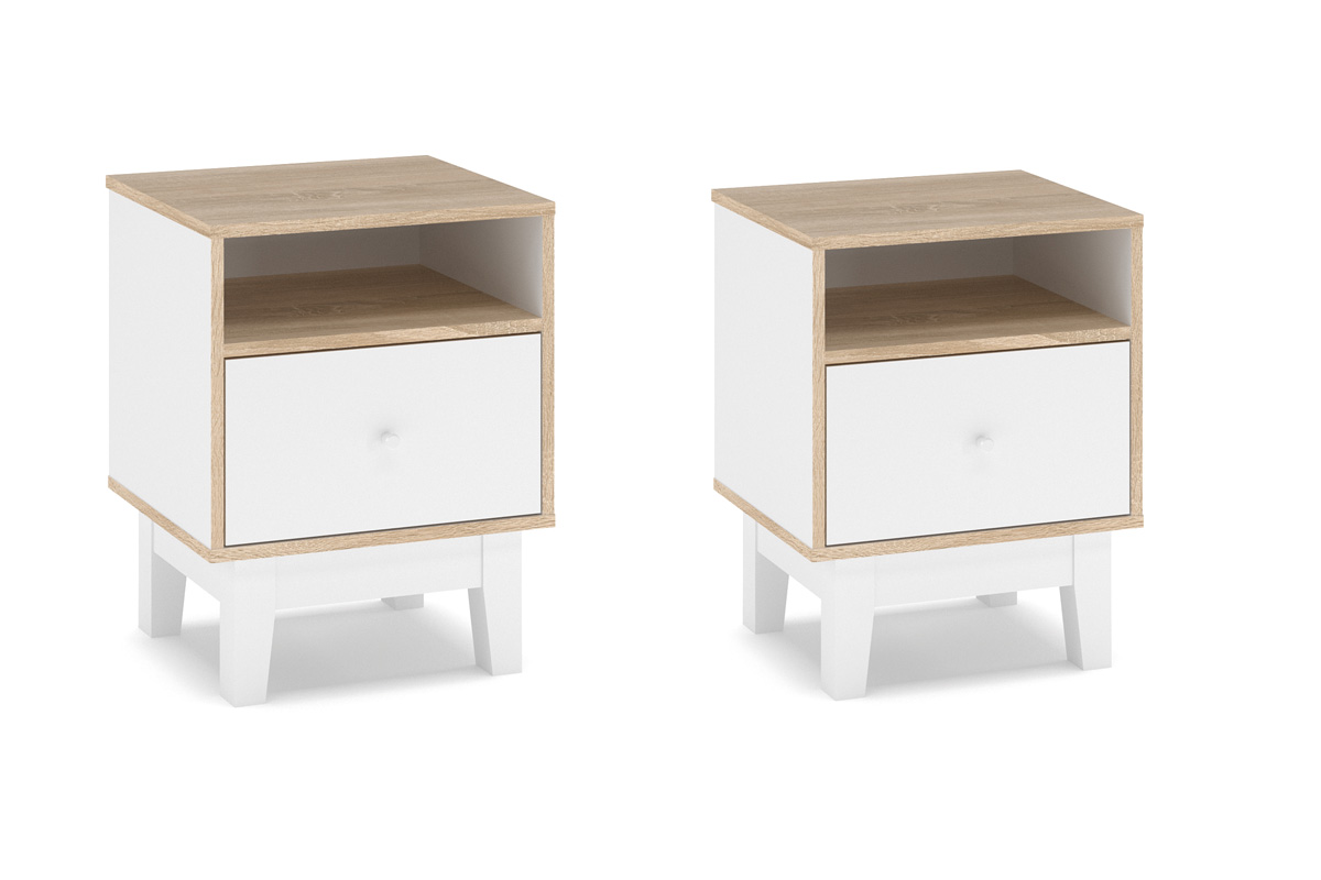 AXEL sada nočných stolíkov, dub samoa/biela AXEL sada nočných stolíkov, dub samoa/biela