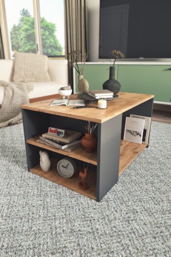 BANDIDAS konferenčný stolík s knižnicou, antracit