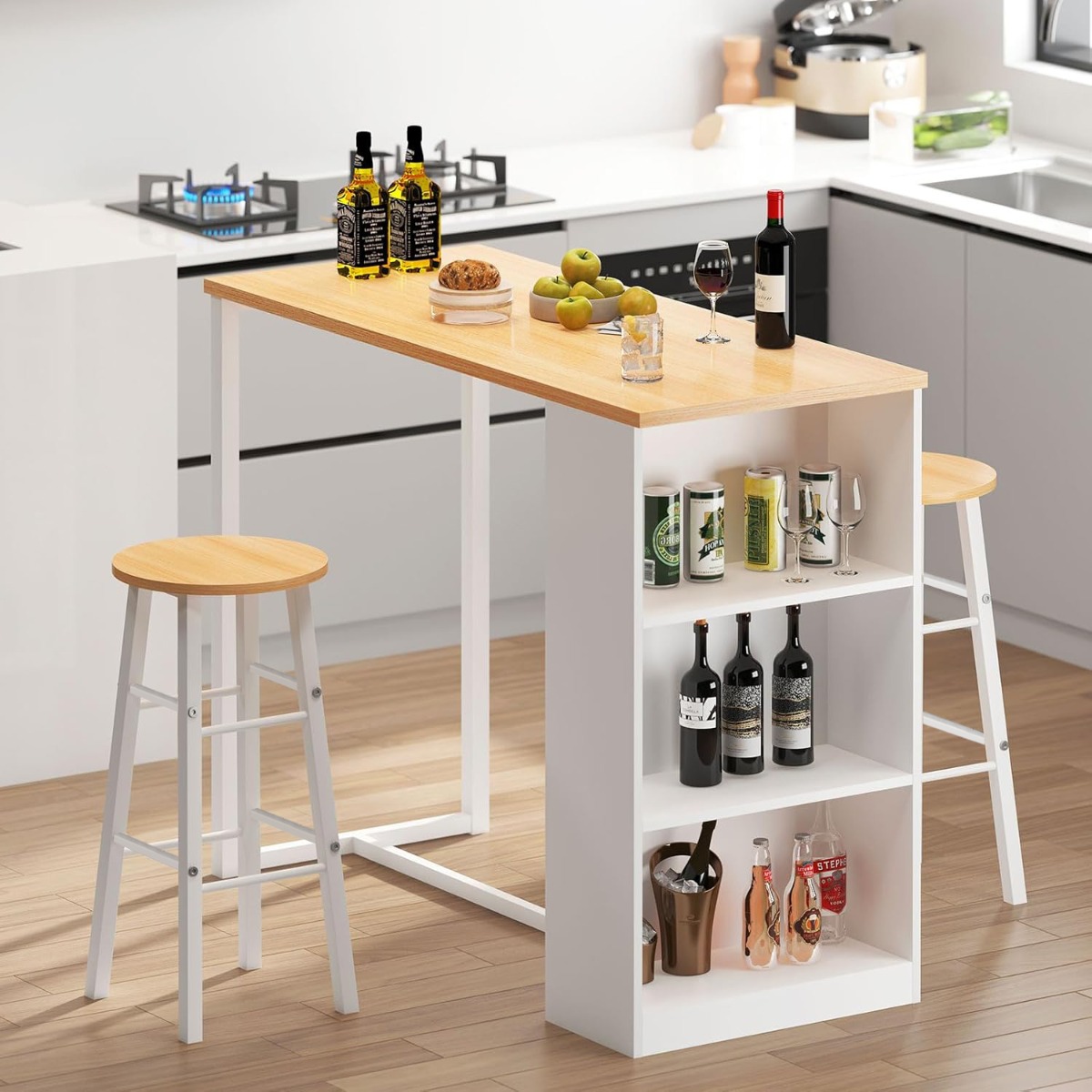 BARRIS barový set 2+1, biela/dub Sonoma BARRIS barový set 2+1, biela/dub Sonoma