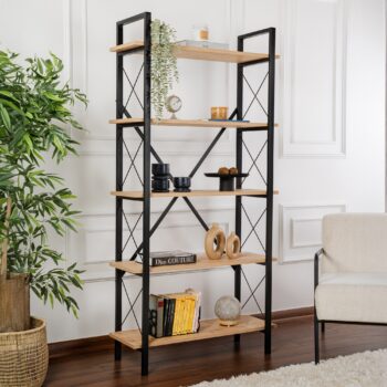 BIANCA policový regál, dub / čierna