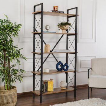 BIANCA policový regál, orech / čierna