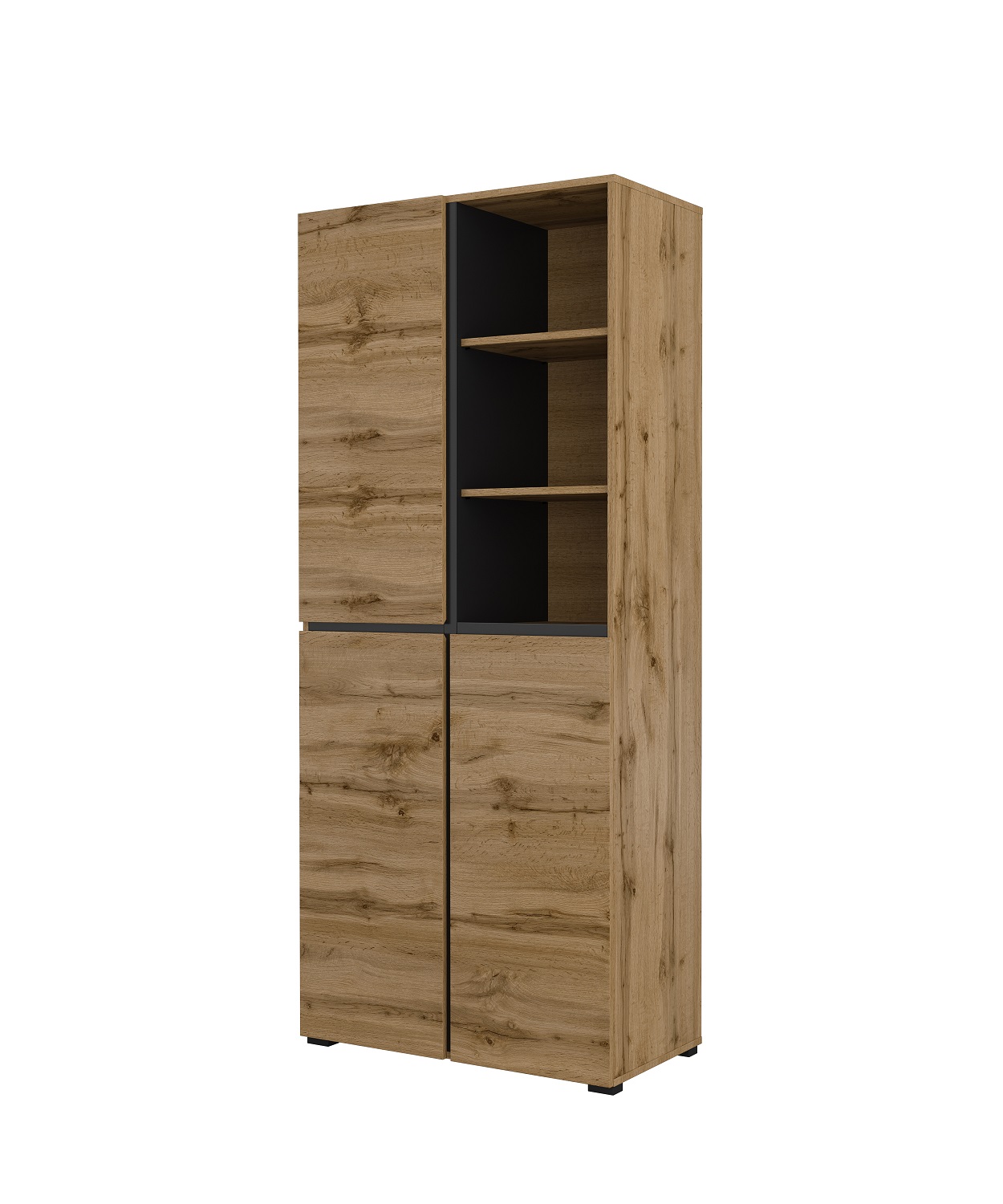 BRENDON skriňa do chodby 3D, dub Wotan / čierna BRENDON skriňa do chodby 3D, dub Wotan / čierna