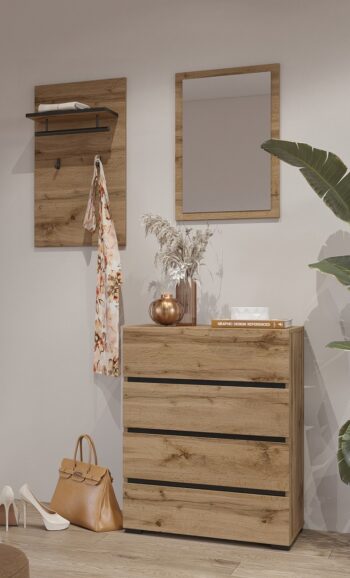 BRENDON zostava do predsiene, dub Wotan / čierna