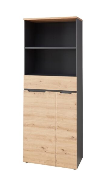 BURGON 02 kancelárska skriňa, dub Artisan / grafit