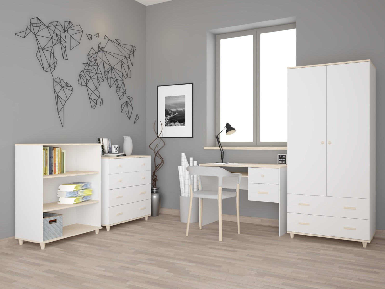 CHILD detská izba, biela/akácia CHILD detská izba, biela/akácia