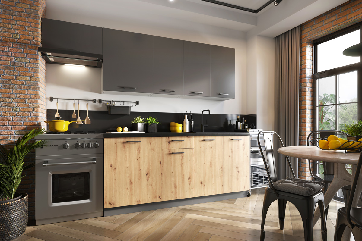 CLEMENTIS kuchynská zostava 180/240, dub artisan/grafit CLEMENTIS kuchynská zostava 180/240, dub artisan/grafit