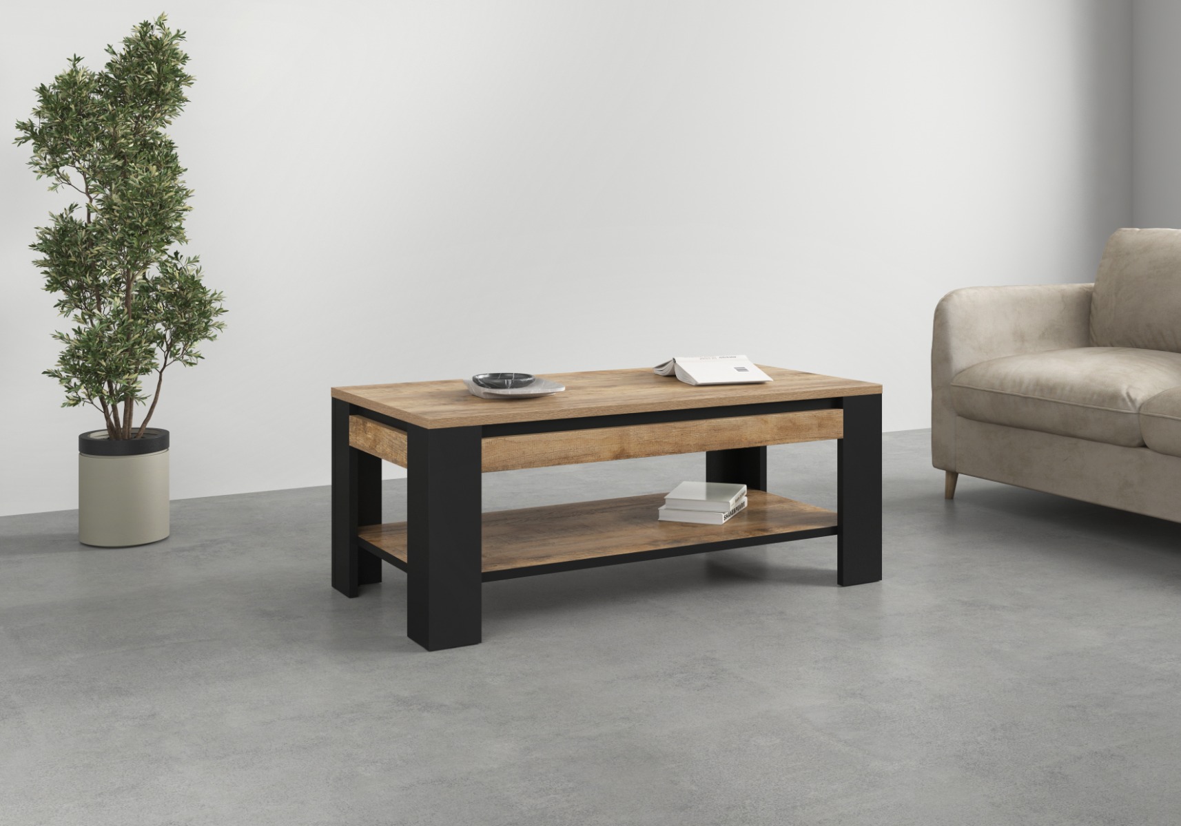 COOP konferenčný stolík, dub Samdal/čierna mat COOP konferenčný stolík, dub Samdal/čierna mat