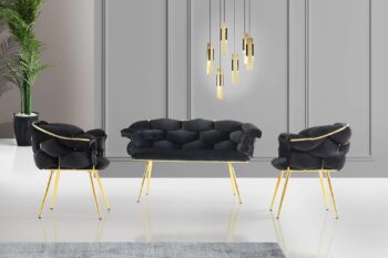 CRY štýlová sedacia súprava, čierna / zlatá