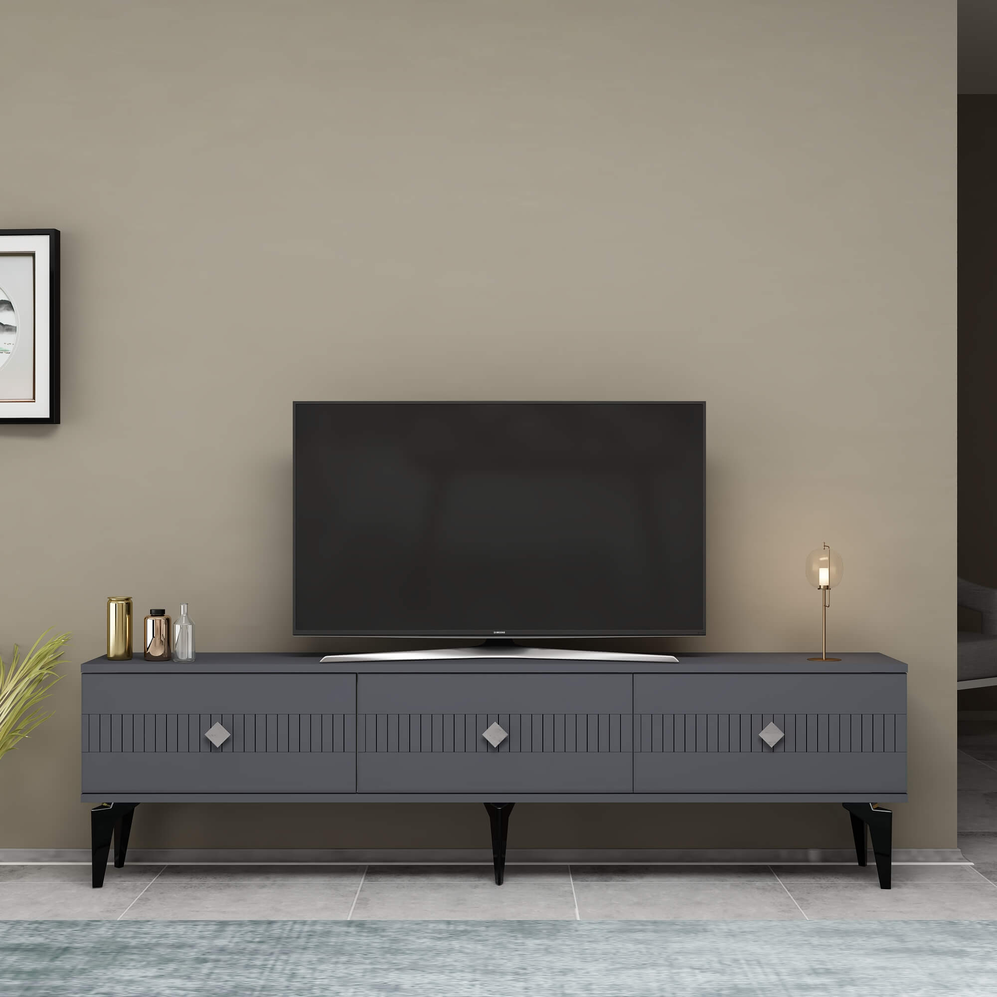 DART TV stolík na nožičkách, antracit / strieborná DART TV stolík na nožičkách, antracit / strieborná