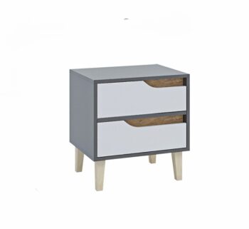 DOOWE nočný stolík 2S, antracit/biela/dub Craft zlatý