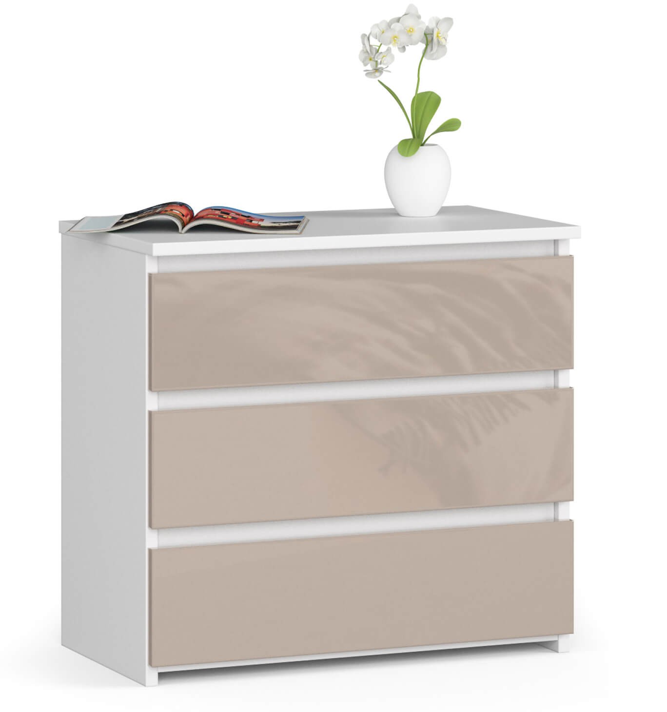 Dizajnový nočný stolík CLAN60, biely / capuccino lesk Dizajnový nočný stolík CLAN60, biely / capuccino lesk