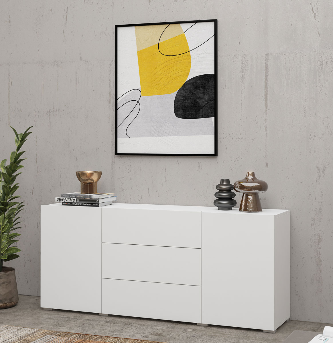 EMMA 26 moderná komoda biela/ dub wotan EMMA 26 moderná komoda biela/ dub wotan