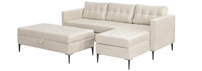 FANDUS rohová sedačka s taburetkou, kovové nohy, MONOLITH 02, pravá FANDUS rohová sedačka s taburetkou, kovové nohy, MONOLITH 02, pravá