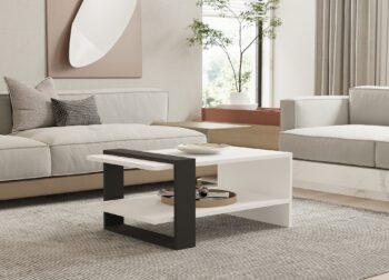 FIND konferenčný stolík s policou, antracit / biela