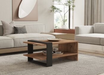 FIND konferenčný stolík s policou, dub / antracit