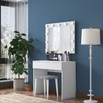 FINGER kozmetický stolík so zrkadlom, biela