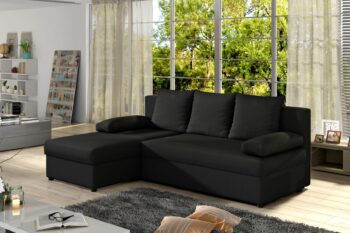 GINA malá rozkladacia rohová sedačka čierna