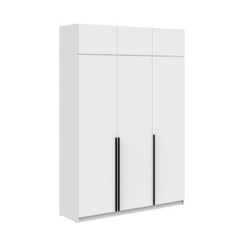 GLAMOUR M šatníková skriňa 3D s nadstavbou, biela