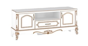 GOLDEN luxusný TV stolík, bielo zlatý