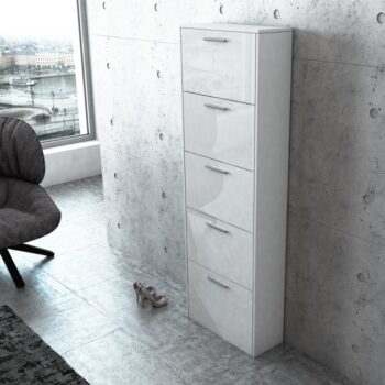 GOZMO vysoký botník na topánky, biela/biely lesk