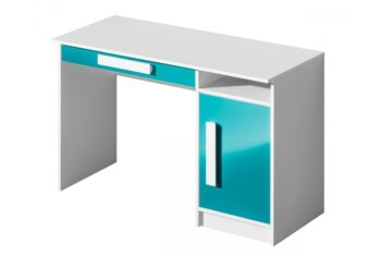 GULIANO pracovný stôl G9, tyrkysová/biele úchyty