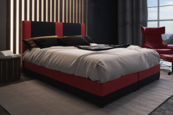 GUSTO čalúnená posteľ 140 čierna/červená