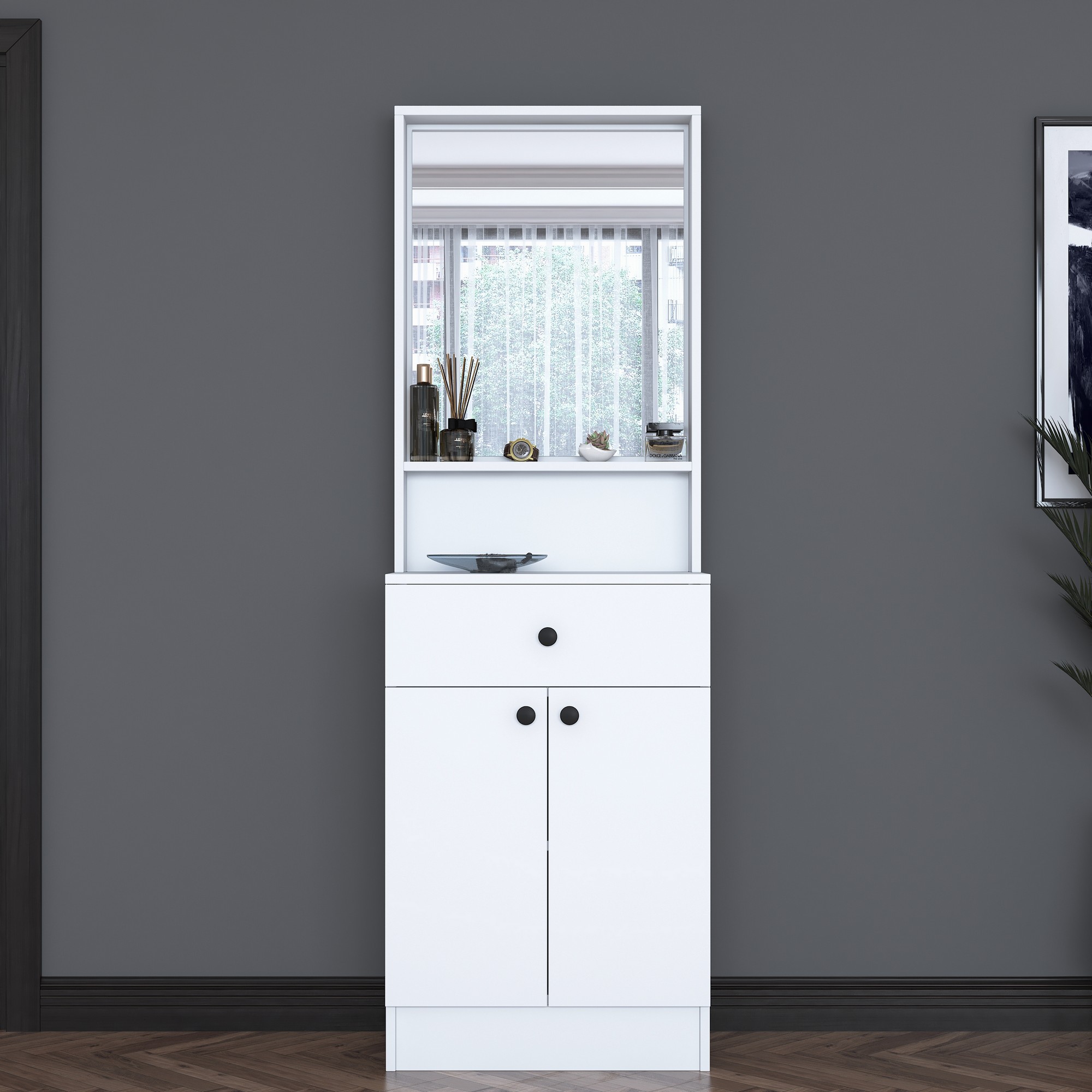 HAIR predsieňová zostava so zrkadlom, biela HAIR predsieňová zostava so zrkadlom, biela