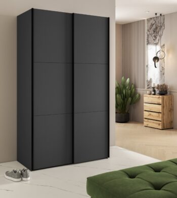 HARD šatníková skriňa s posuvnými dverami, čierna