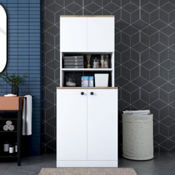 INDIA skrinka na práčku, orech/biela