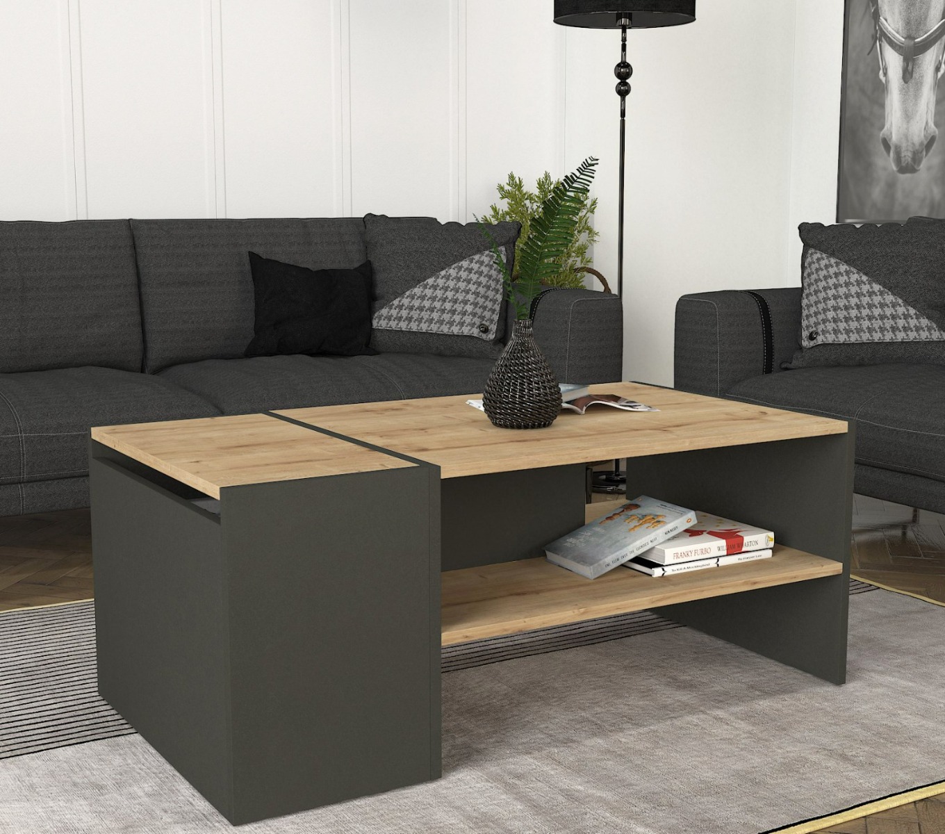 IZMAEL industriálny konferenčný stolík, sapphire / antracit IZMAEL industriálny konferenčný stolík, sapphire / antracit