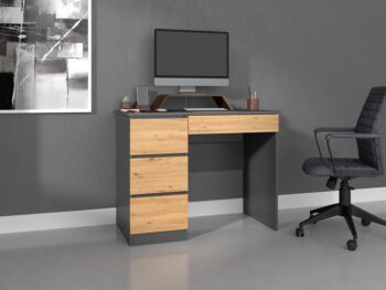 JASMIN písací stôl so zásuvkami, antracit/ dub artisan, ľavý
