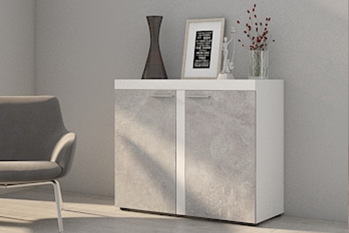 Jednoduchá komoda BRUMA betón/biela Jednoduchá komoda BRUMA betón/biela