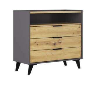 KARMEN komoda so zásuvkami, dub Artisan/grafit