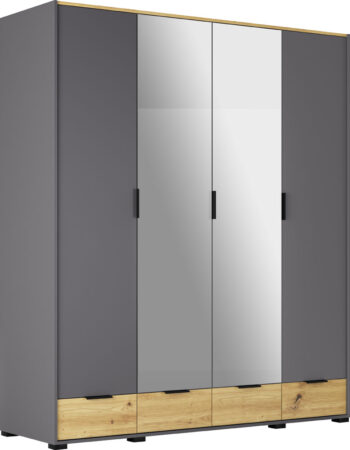 KARMEN šatníková skriňa 4D, dub Artisan/grafit