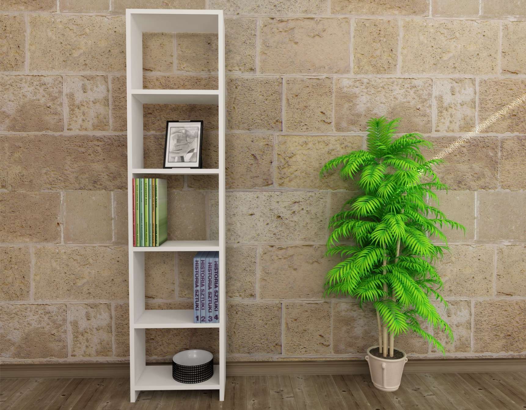 KOKSU D5 úzka knižnica, biela KOKSU D5 úzka knižnica, biela