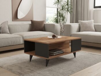 LAKE konferenčný stolík s policou, orech / čierna