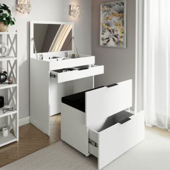 LAURA toaletný stolík 2v1, biela Nymphea Alba