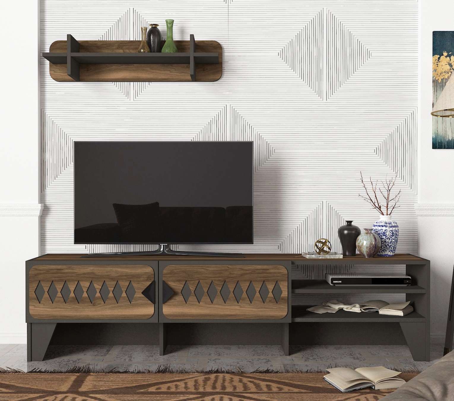 LESTER orientálna obývacia stena, antracit/orech LESTER orientálna obývacia stena, antracit/orech