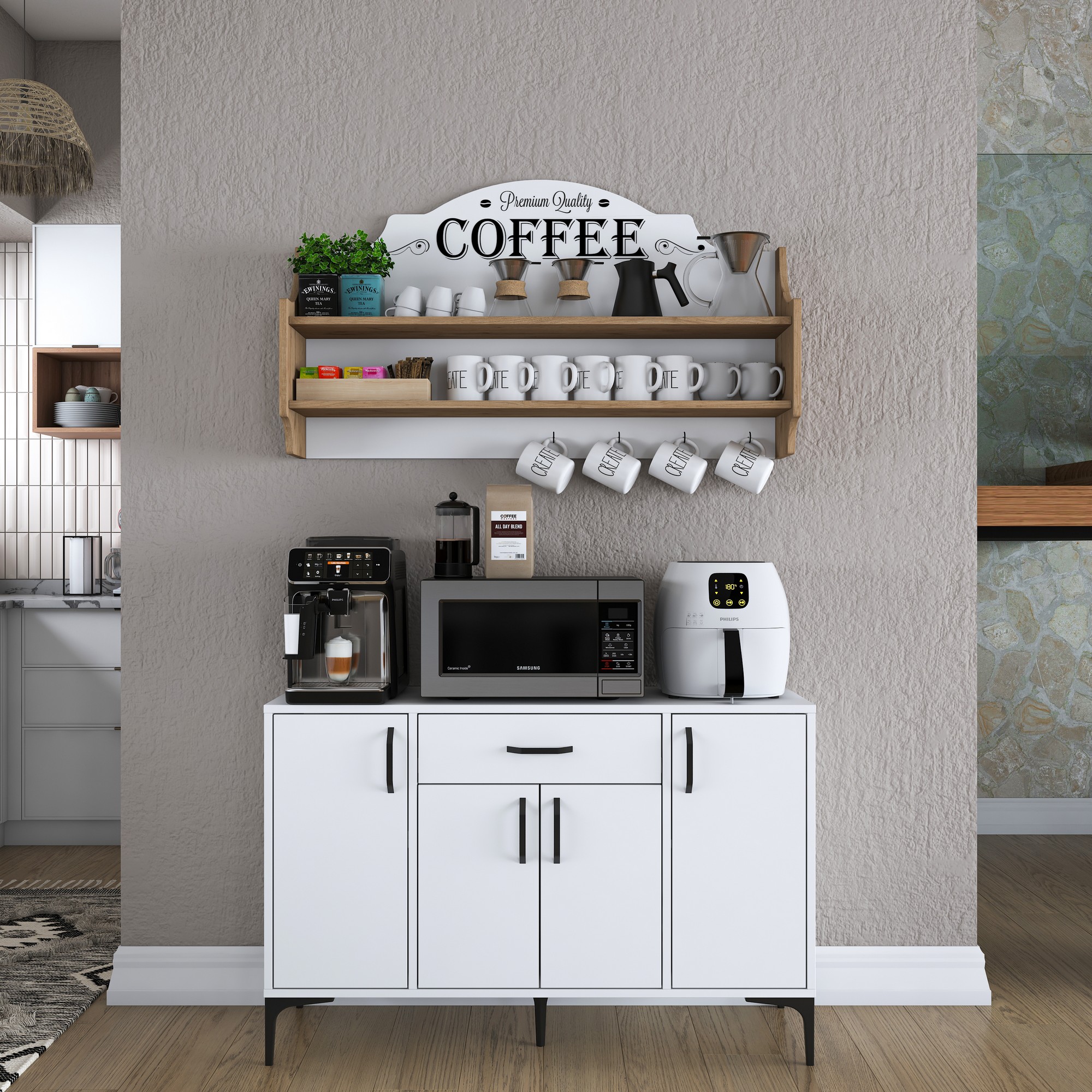 LIBRETO skrinka so závesnou policou, biela/orech LIBRETO skrinka so závesnou policou, biela/orech