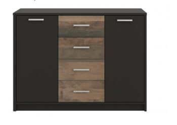 LILIAN NEW kombinovaná komoda, antracit/dub grunge colonial