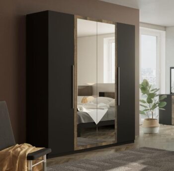 LILIAN NEW šatníková skriňa 4DZ, antracit/dub grunge colonial